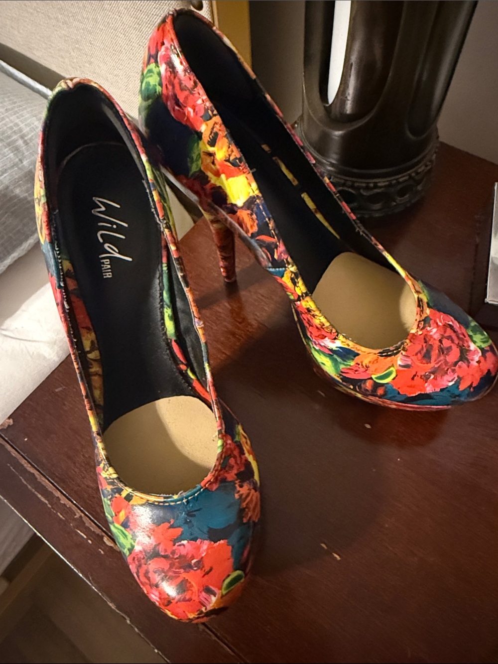 Wild Pair Floral Pump Heels in Red, Blue & Yellow